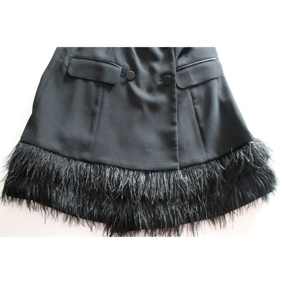 Parker Jax Blazer Dress with Faux Feather Trim Black Size 6 - Picture 5 of 9